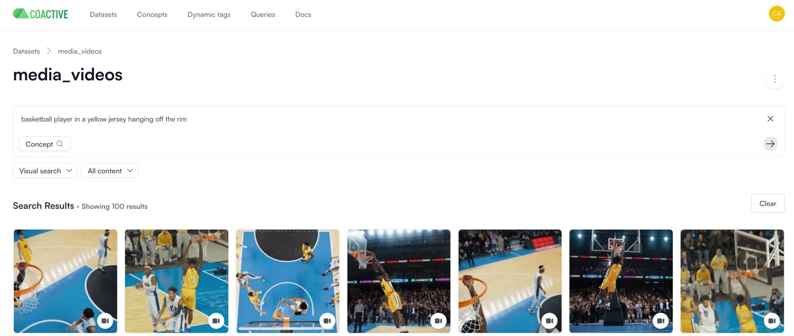 Overview of the Coactive semantic search feature