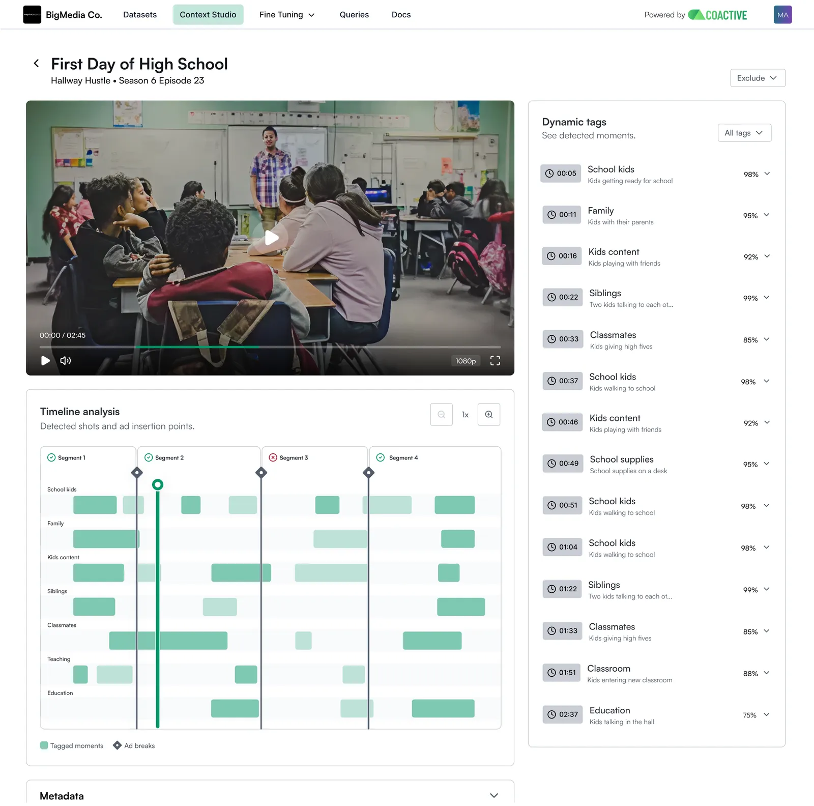 Timeline view