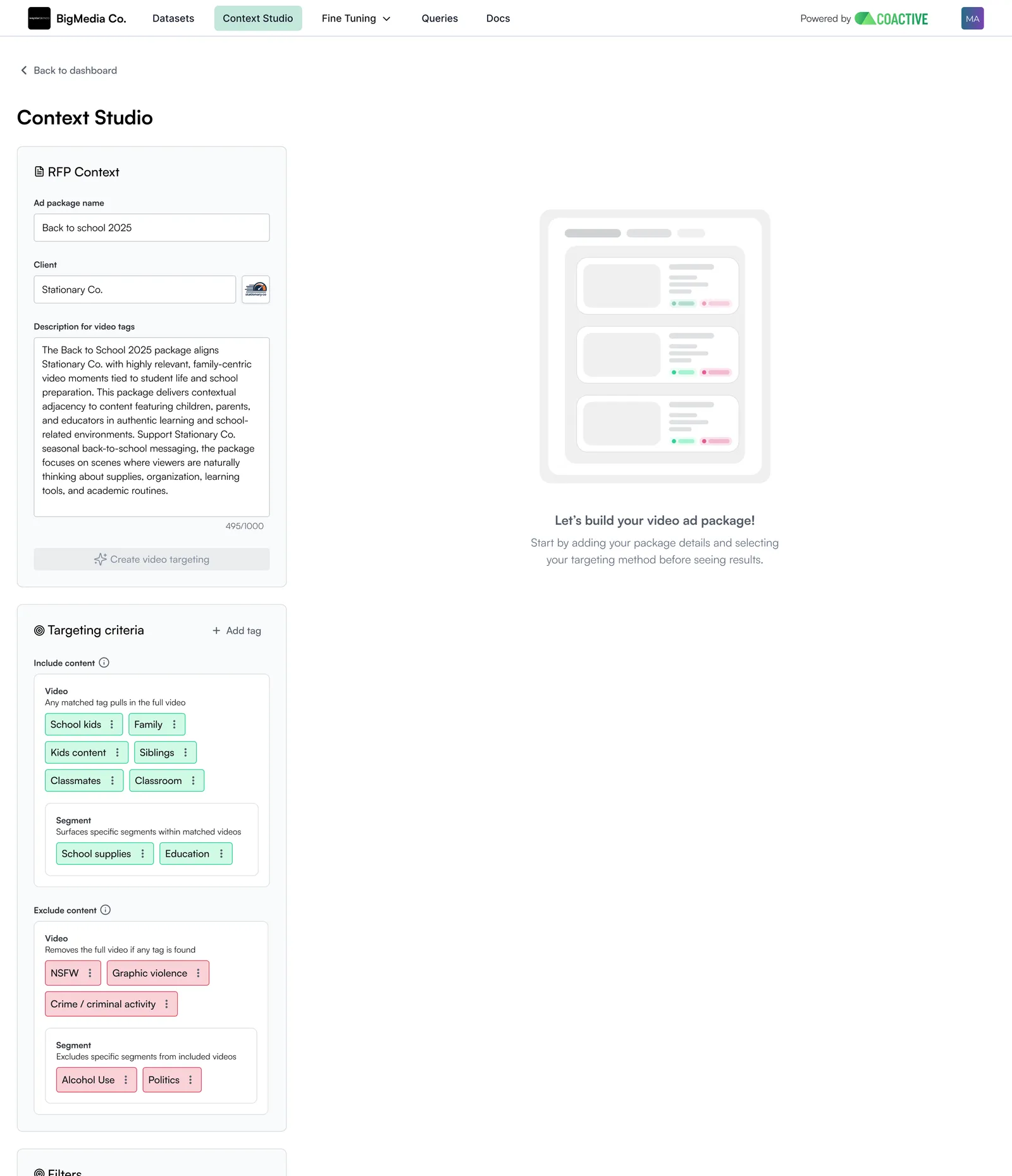 Exclusion tags configured